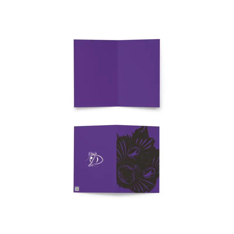 Purple folder with dark floral design, ideal for sending spooky wishes on Halloween cards