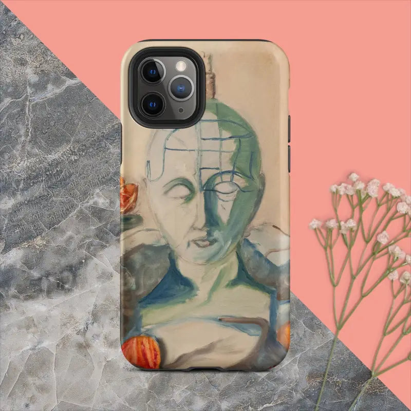 Artistic watercolor portrait on Mind Over Metal Phrenology Tough Case with polycarbonate shell