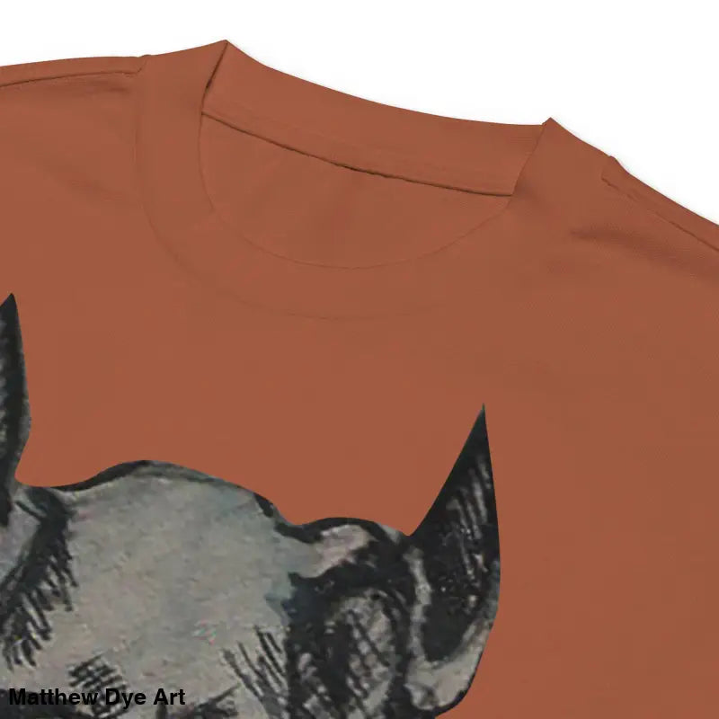Brown t-shirt featuring a rhino graphic, part of the Sinister Embrace premium long sleeve