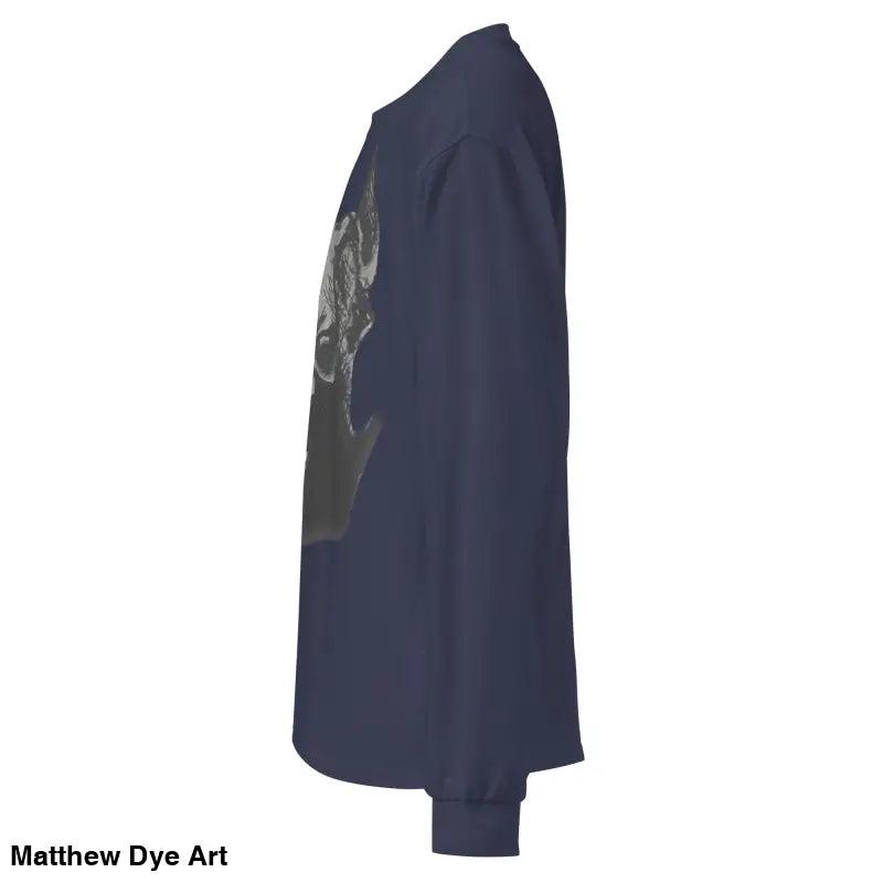 Navy long-sleeved shirt featuring a Sinister graphic for a premium look