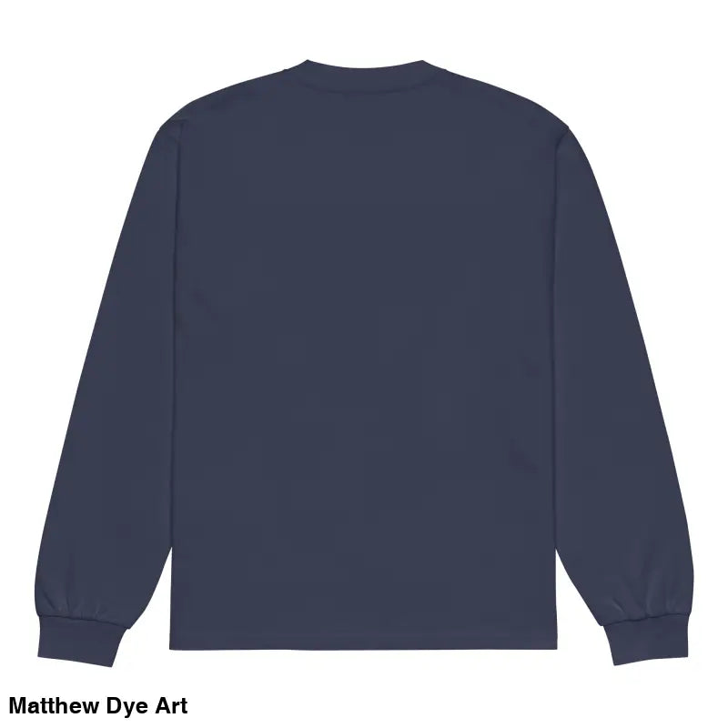 Navy blue premium long sleeve shirt from Sinister Embrace featuring gothic demon design