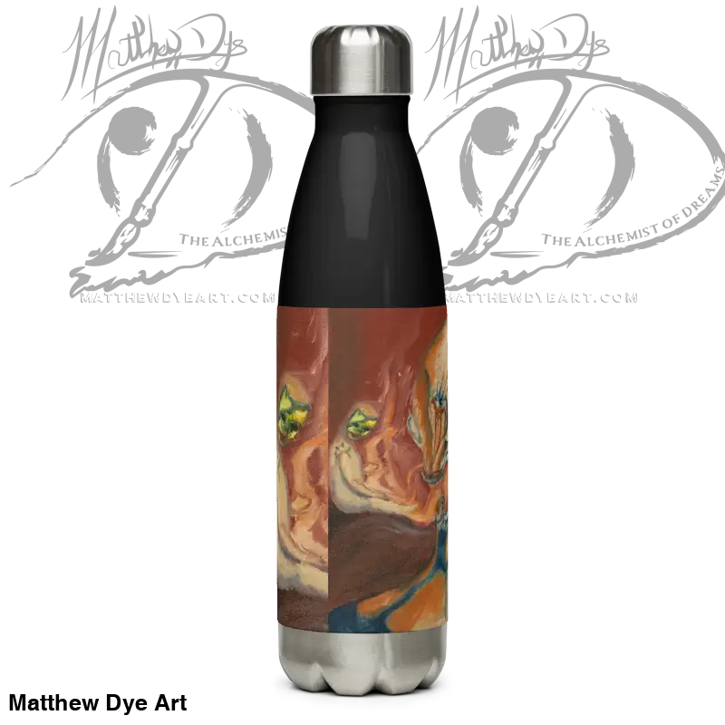 Artistic steel water bottle in high-grade stainless steel with nature scene design