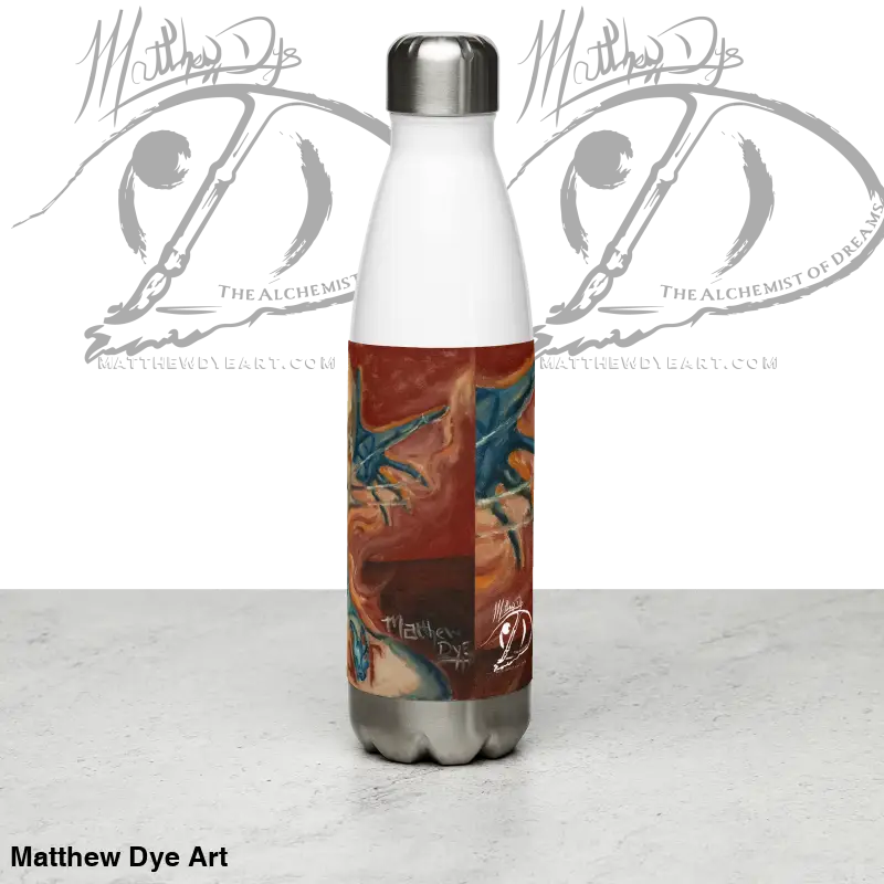Artistic steel water bottle in brown and blue, featuring high-grade stainless steel design
