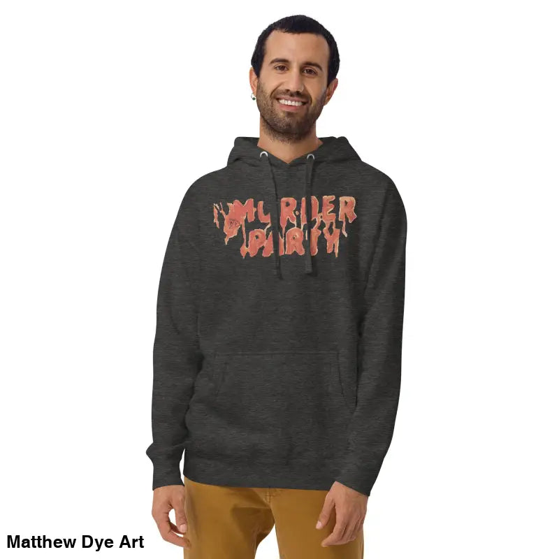 Cozy and stylish Murder Party hoodie, perfect for fall in super soft fleece material