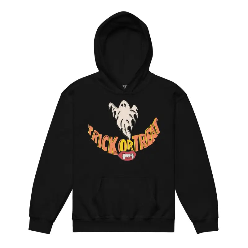 Black hoodie featuring Halloween graphic, ideal for a child’s Halloween wardrobe