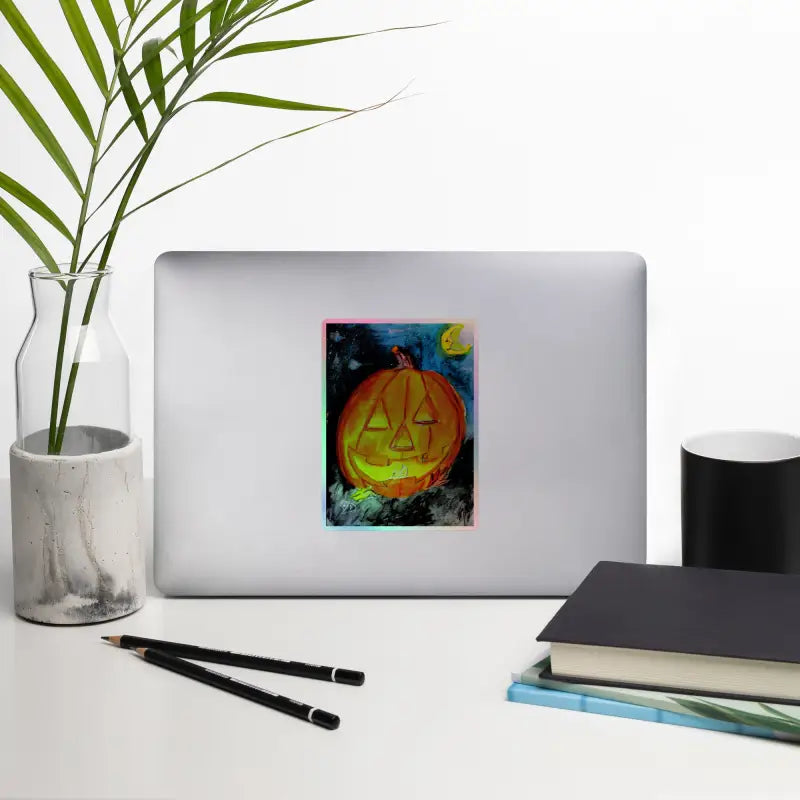 Holographic Jack-O’-Lantern sticker featuring Twisted Vintage Halloween by Matthew Dye Art