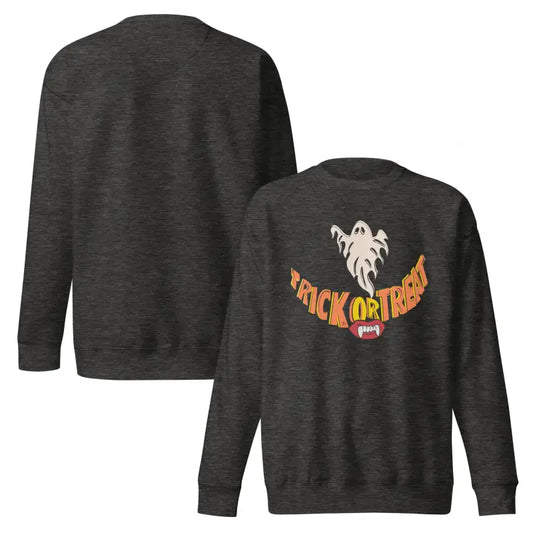 Two gray Halloween sweatshirts for a spooky comfort unisex addition to your Halloween wardrobe