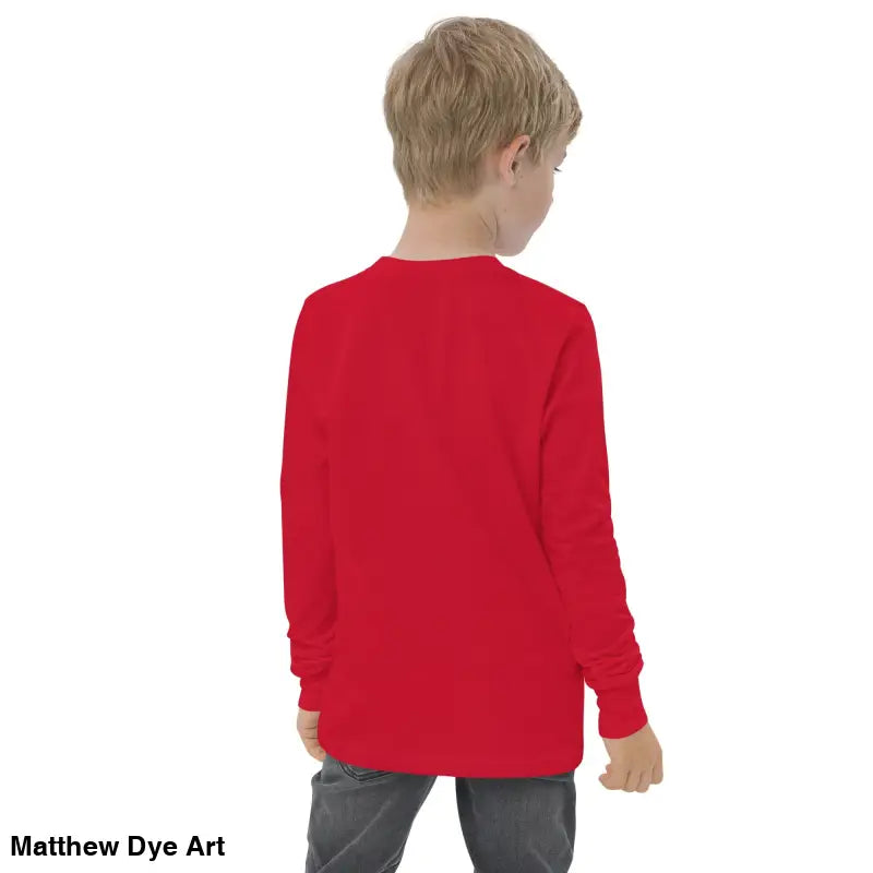 Red long-sleeved shirt from Spooky Soft Youth Halloween Long Sleeve Tee for Halloween fun