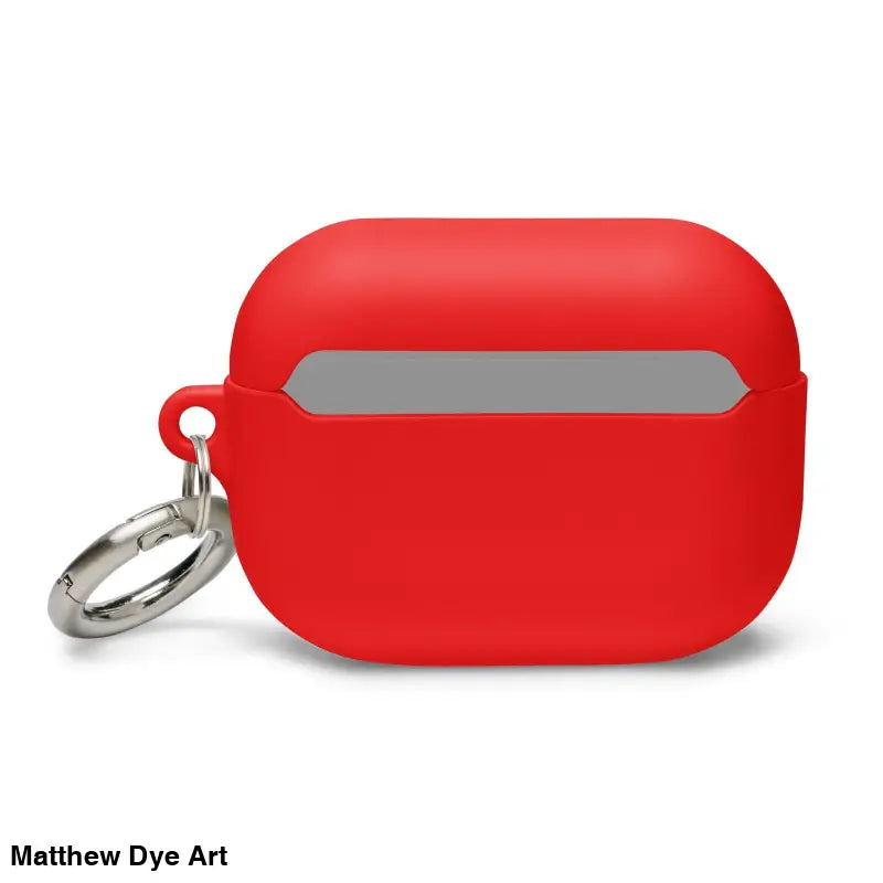 Red AirPods Pro case with keyring featuring Scary Cat Halloween design