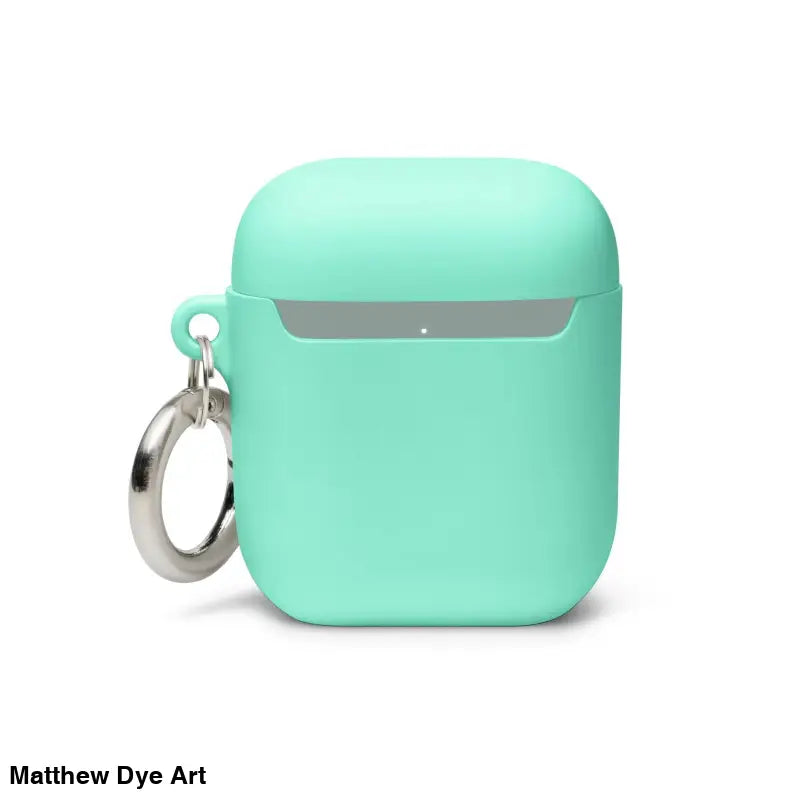 Mint green silicone protective case for AirPods featuring scary cat Halloween design