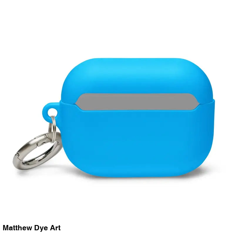 Bright blue silicone AirPods Pro case with a spooky Scary Cat Halloween design