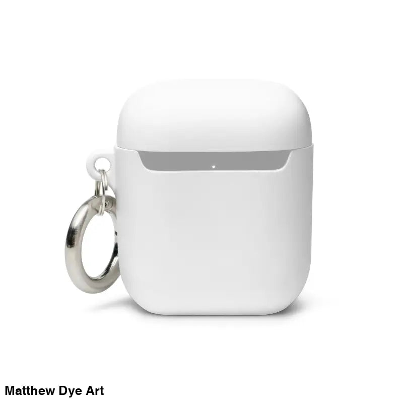 White silicone AirPods case with keyring featuring Scary Cat Halloween design