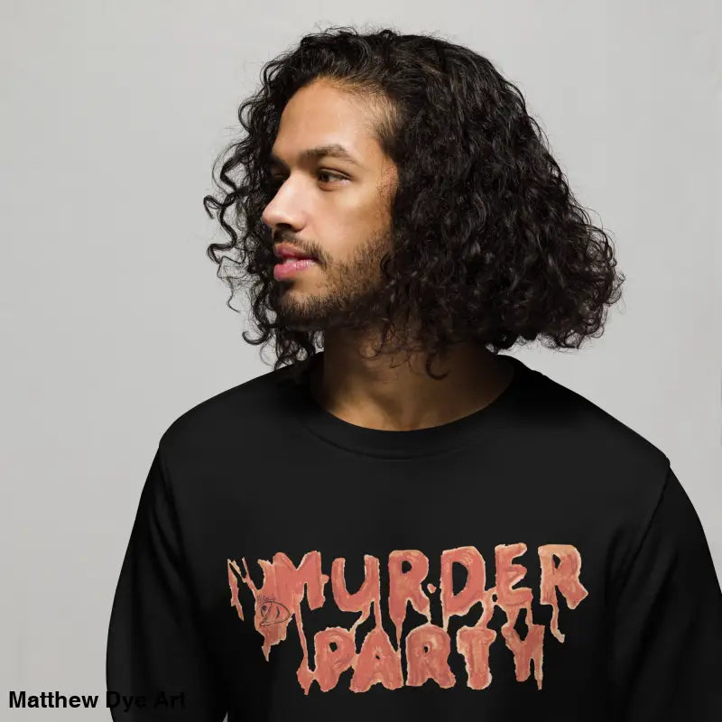 Black Murder Party sweatshirt for horror enthusiasts, eco-friendly and stylish for all
