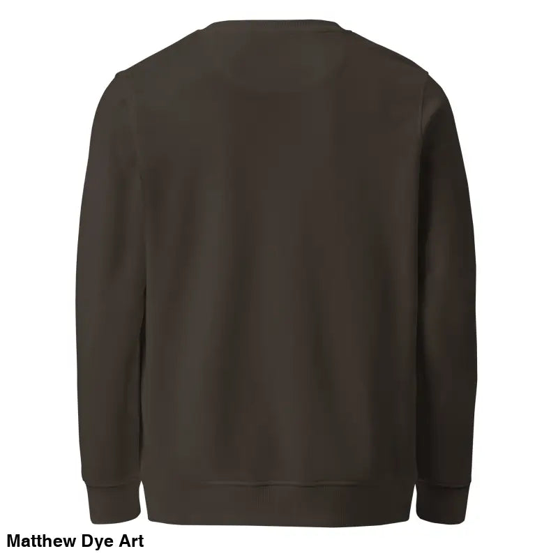 Brown crewneck sweatshirt featuring eco-friendly Murder Party horror art design