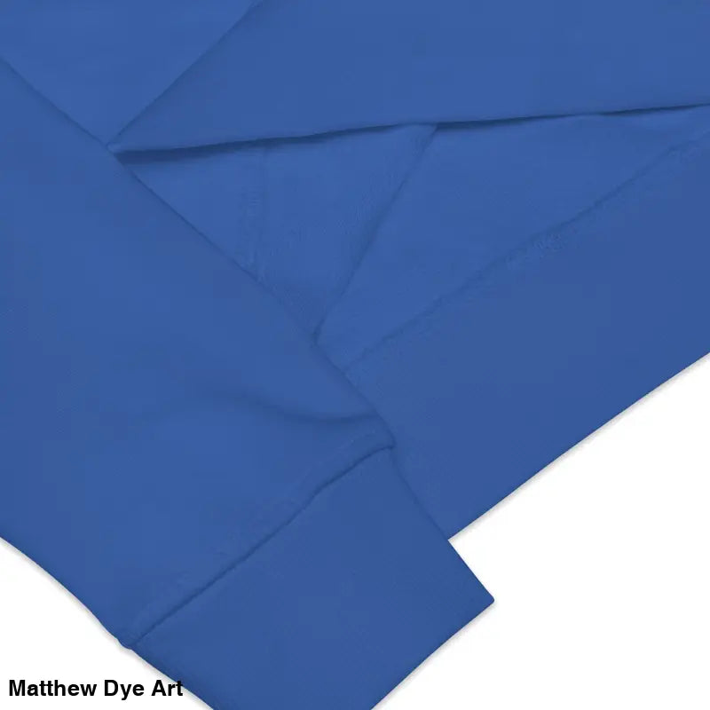Blue sweatshirt sleeve from the eco-friendly Murder Party sweatshirt collection
