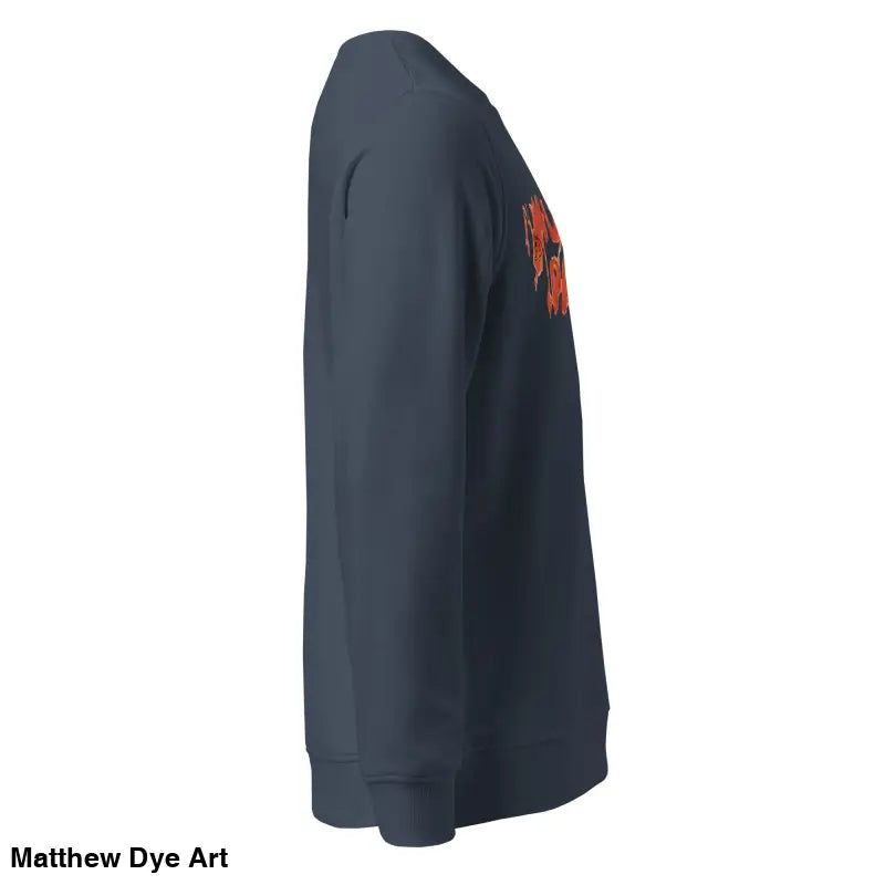 Navy long-sleeved shirt featuring the eco-friendly Murder Party design for horror enthusiasts