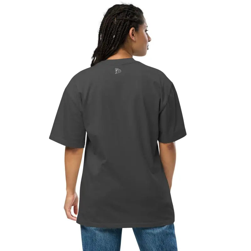 Dark gray short-sleeve t-shirt back view from Stillness of Phrenology Faded Oversized Tee