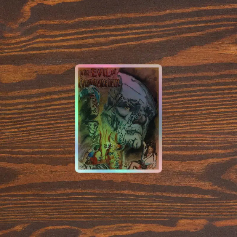 Eye-catching holographic sticker featuring dark fantasy artwork in Gothic style