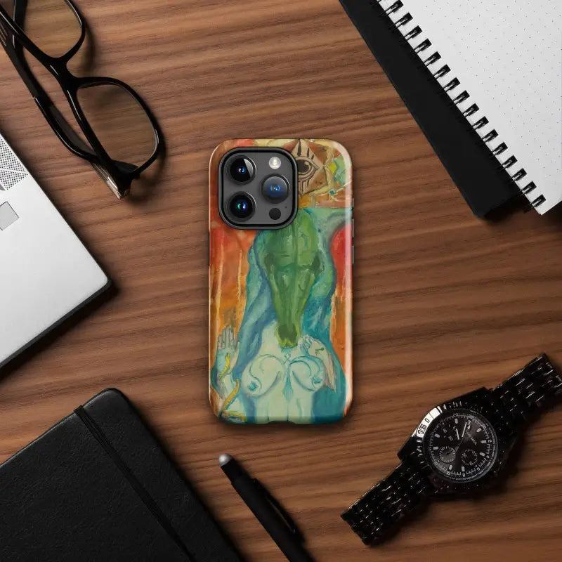 Colorful abstract-patterned Tough Case for iPhone featuring Priestess Artistry design