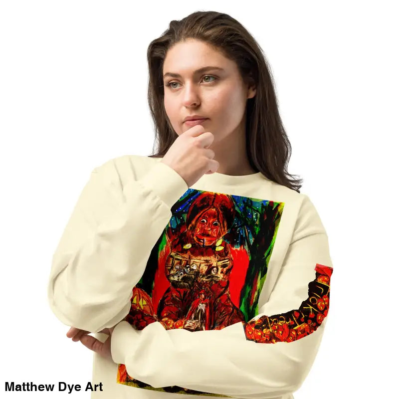 Trick r Treat unisex long sleeve shirt featuring a colorful graphic for Halloween elegance