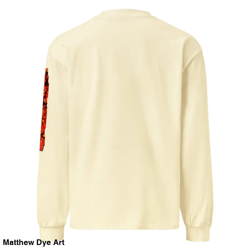 Cream-colored unisex long sleeve shirt with red floral design for Halloween elegance