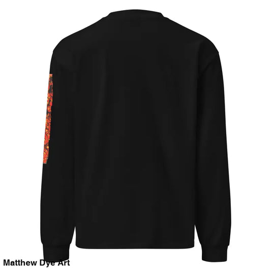 Black unisex long sleeve shirt with orange floral sleeves for Trick r Treat Halloween style