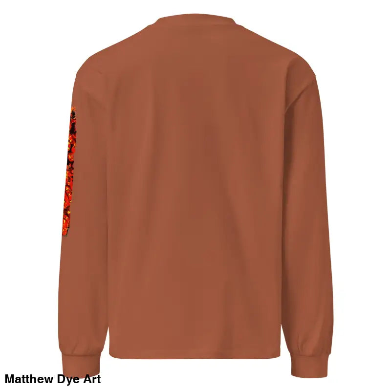 Brown unisex long sleeve shirt for Halloween, featuring Trick r Treat design and elegance