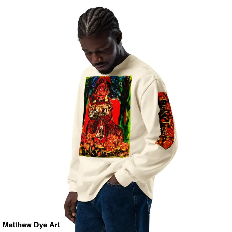 Unisex long sleeve Halloween shirt featuring Trick R Treat graphic design