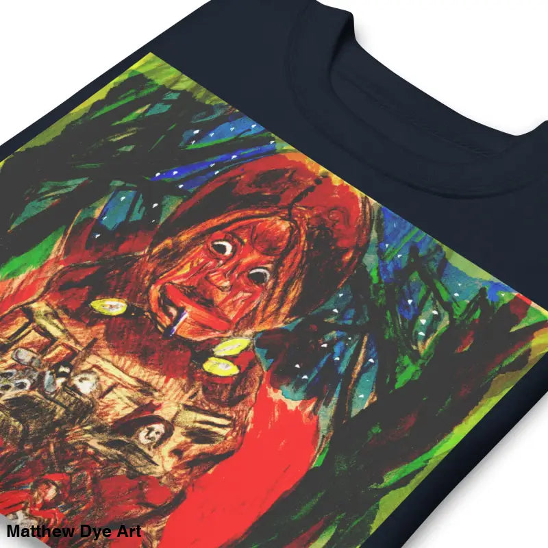 Navy t-shirt featuring Edvard Munch’s Anxiety print on Trick ’r Treat unisex sweatshirt