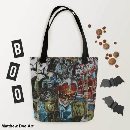Halloween-themed tote bag from Undead Essentials featuring Romero Trick-or-Treat design