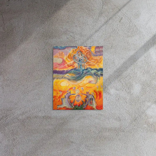 Colorful abstract painting on wall, a stunning metal print that transcends mere decoration