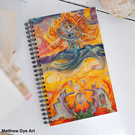 Unlock the Cosmos Waves of Saturn spiral notebook with vibrant watercolor art