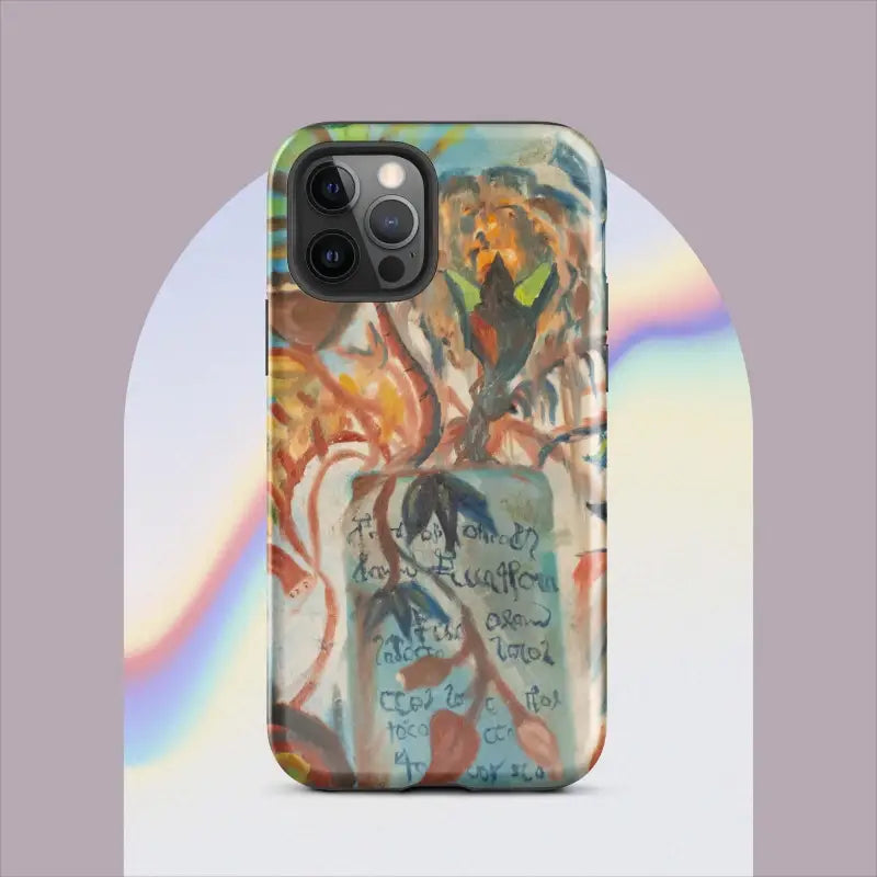Artistic graffiti-style design on Voynich Oil Painting Pro Max iPhone case with polycarbonate outer shell
