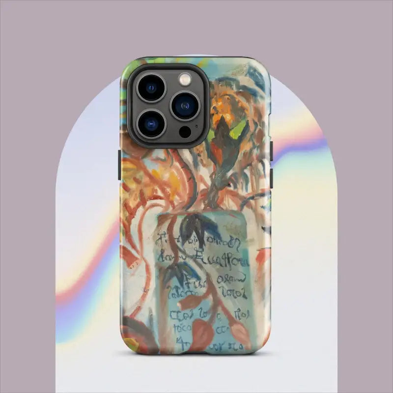 Artistic Voynich Oil Painting iPhone Pro Max Case with polycarbonate outer shell design
