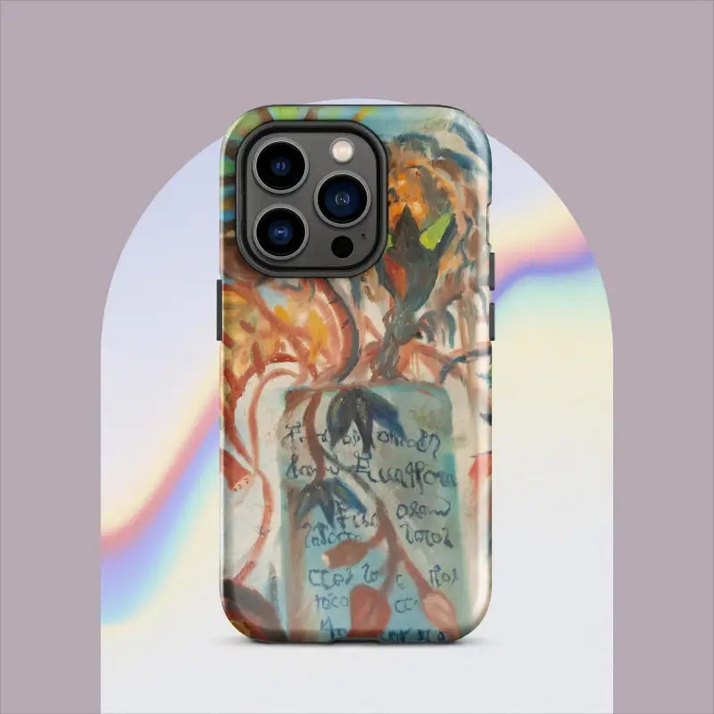 Voynich Oil Painting iPhone Pro Max Case with polycarbonate outer shell and abstract design