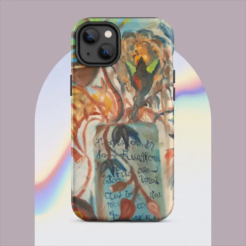 Abstract artistic design phone case for Pro Max iPhone with Voynich Oil Painting style