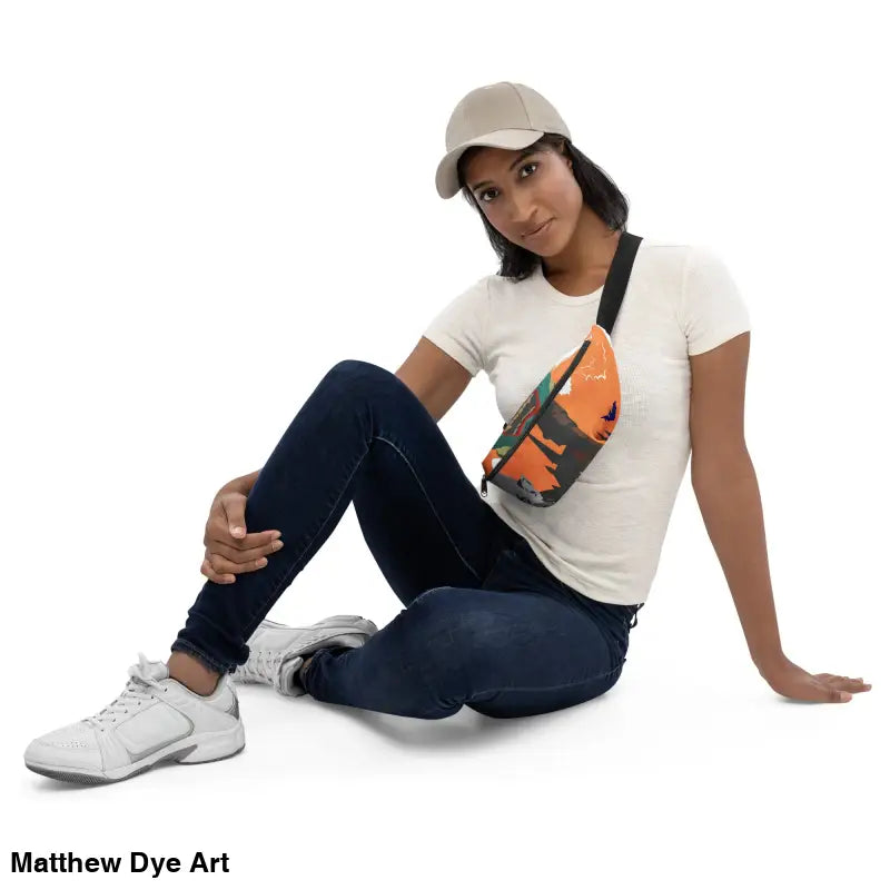 Woman showcasing a Vampire Fanny Pack, the quintessential companion for gothic enthusiasts