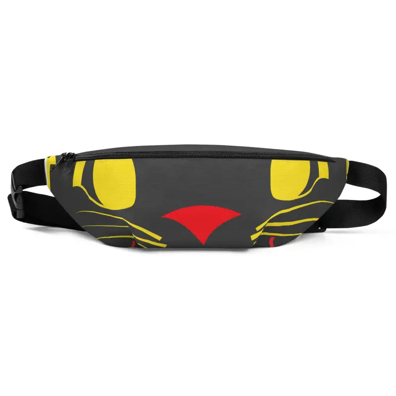 Black fanny pack featuring vintage black cat design from Halloween collection