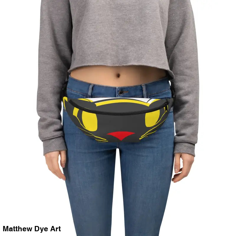 Vintage Black Cat Fanny Pack designed for Halloween collection featuring a cartoon cat design
