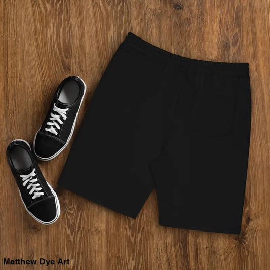 Vintage Black Cat Men’s Fleece Shorts in black, ideal for Halloween streetwear