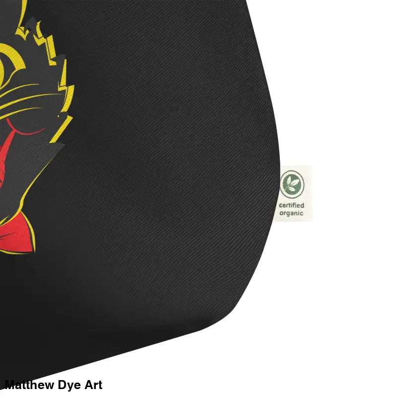 Vintage Black Cat Organic Cotton Tote Bag featuring a colorful design on a black background