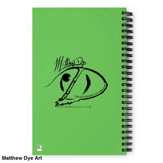 Green Spiral Notebook featuring Vintage Black Cat design on a haunting green background