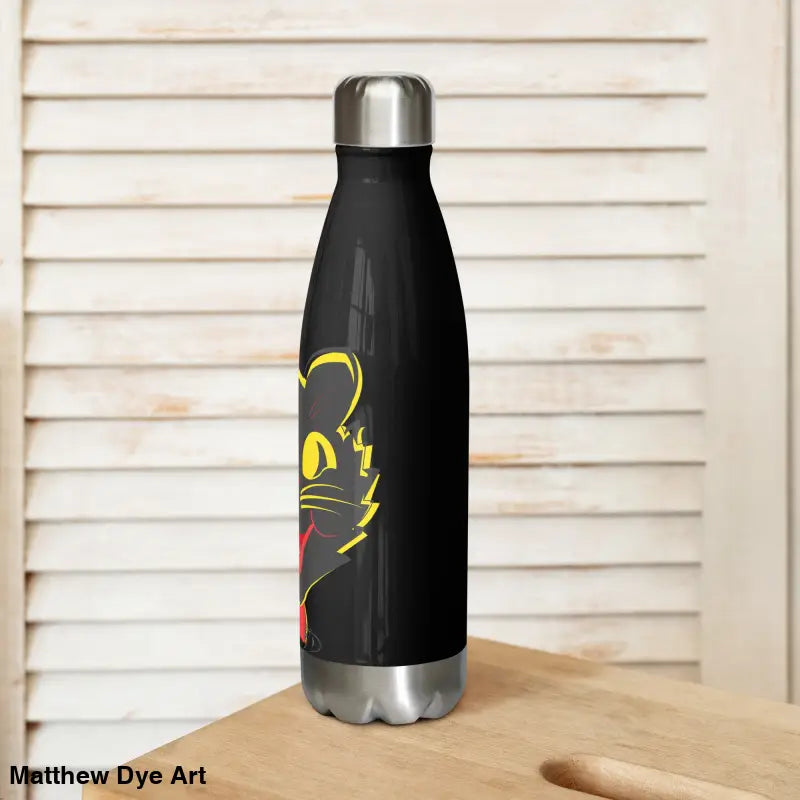 Black vintage cat stainless steel water bottle for daily adventures and hydration