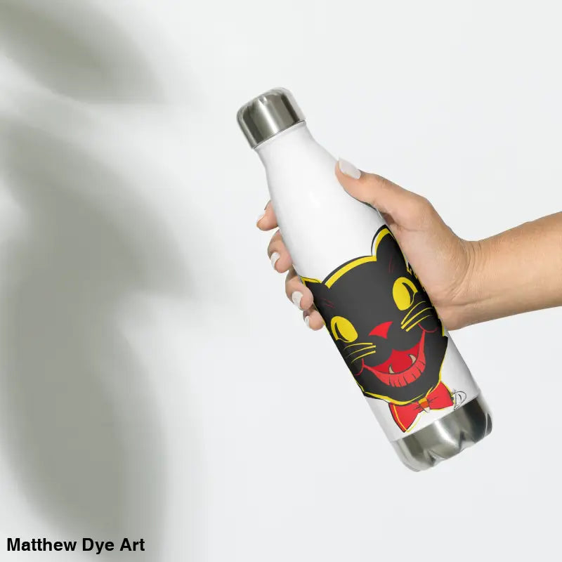 Black Cat Stainless Steel Water Bottle for daily adventures with a vintage cat design