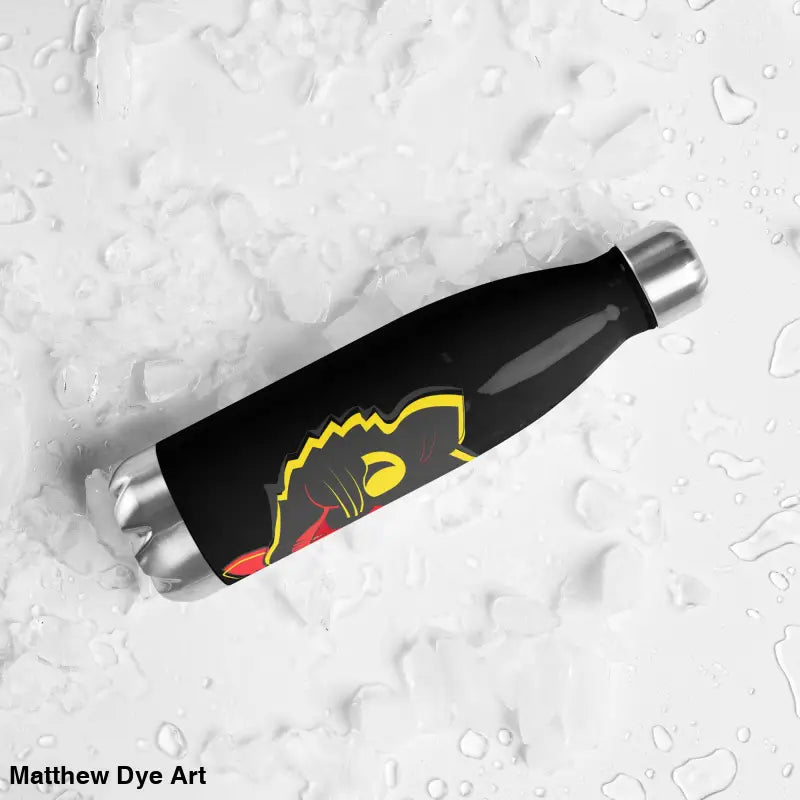 Black vintage cat stainless steel water bottle for daily adventures with logo