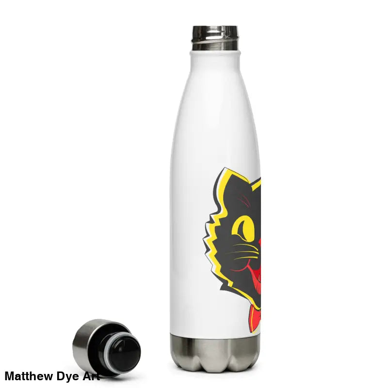 Vintage Cat Stainless Steel Water Bottle featuring black cat design for daily adventures