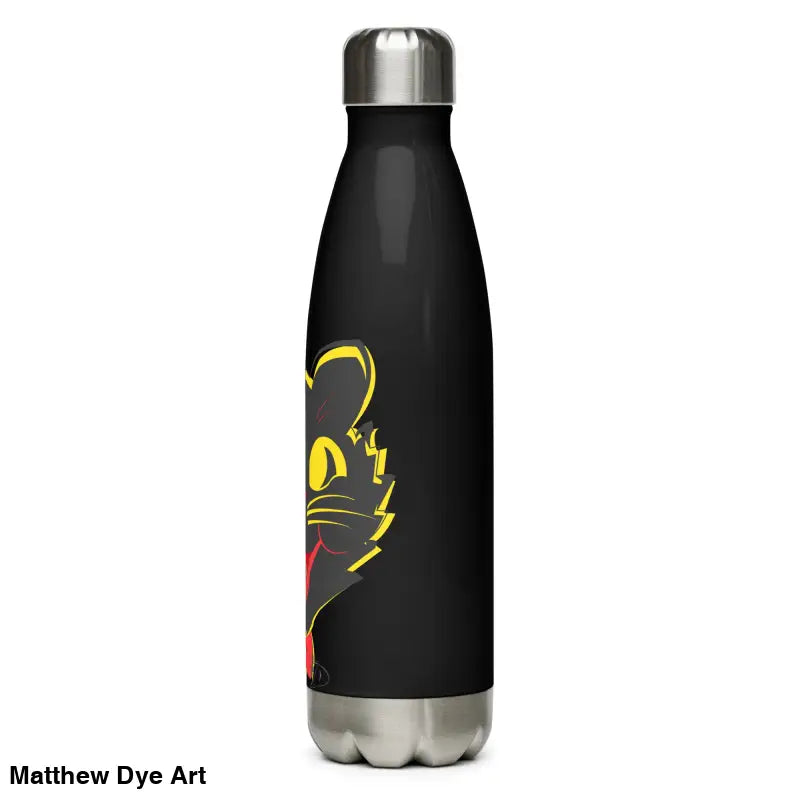 Black vintage cat stainless steel water bottle for daily adventures and hydration