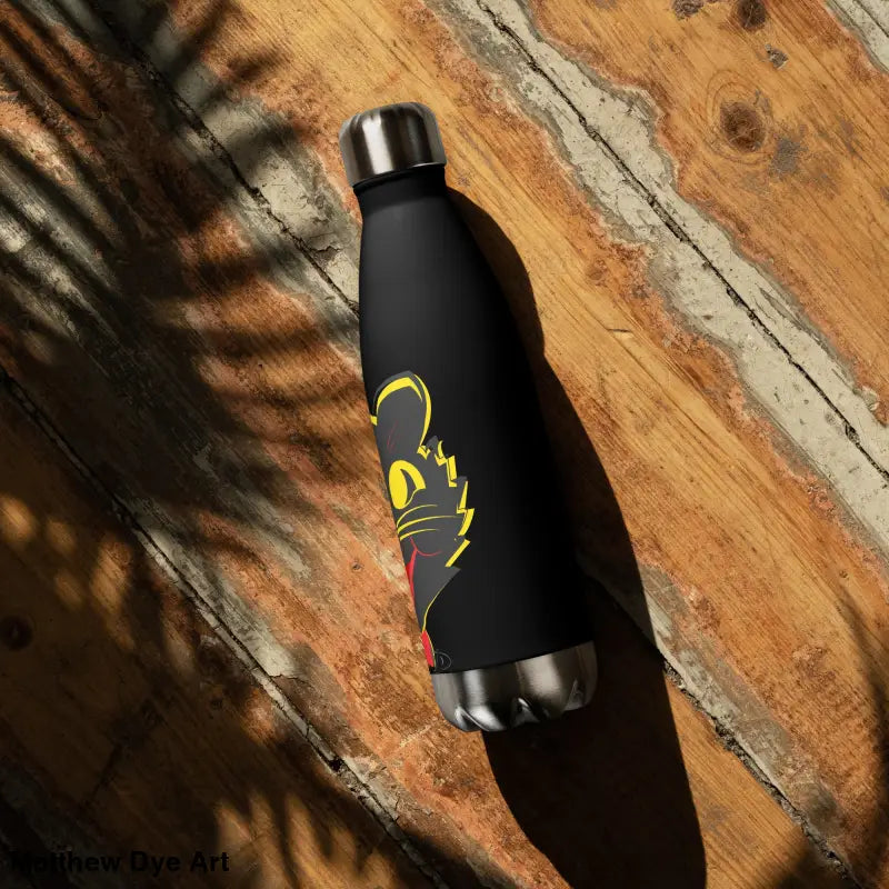 Black vintage cat stainless steel water bottle for daily adventures and hydration