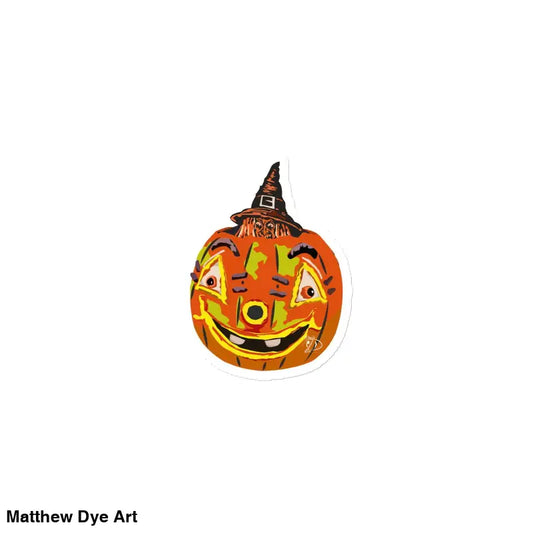 Whimsical Vintage Pumpkin Witch Magnet featuring a smiling jack-o’-lantern and black hat