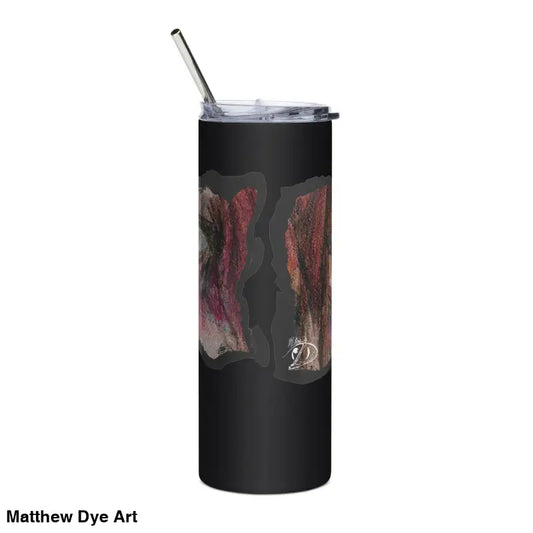 Stylish stainless steel tumbler featuring abstract art, ideal for unique drinkware enthusiasts
